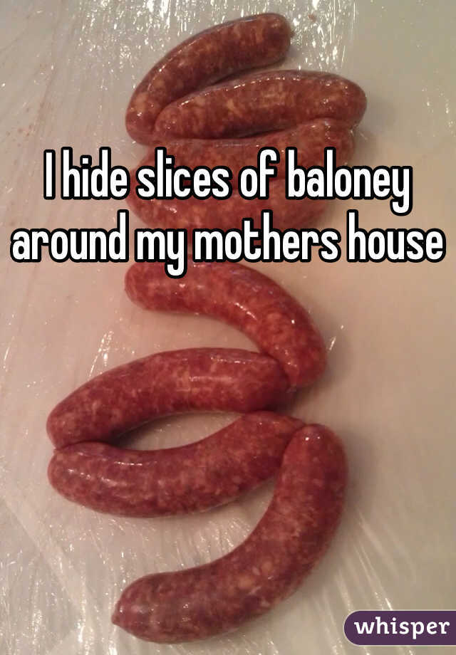 I hide slices of baloney around my mothers house
