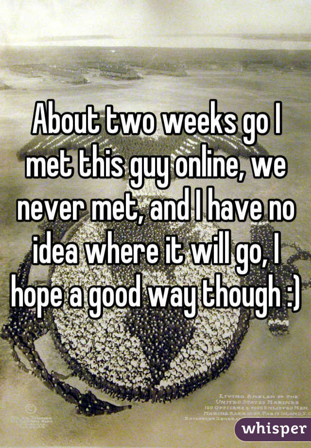 About two weeks go I met this guy online, we never met, and I have no idea where it will go, I hope a good way though :)