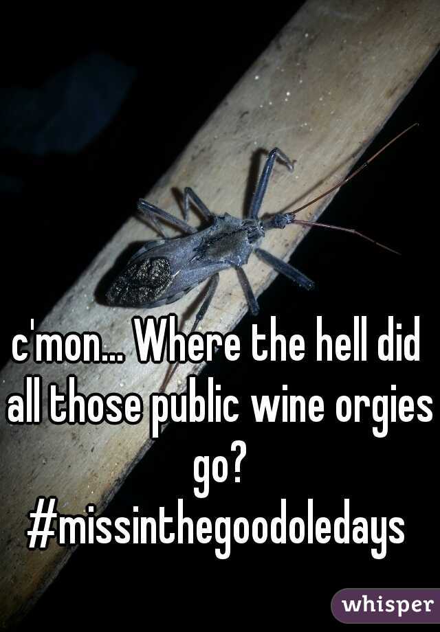 c'mon... Where the hell did all those public wine orgies go?
#missinthegoodoledays