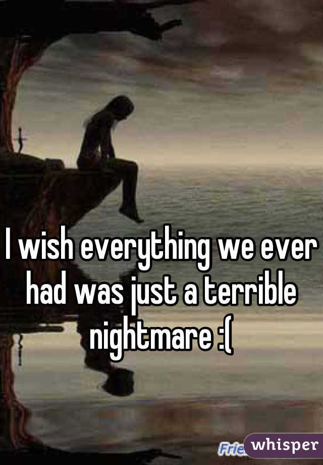 I wish everything we ever had was just a terrible nightmare :(