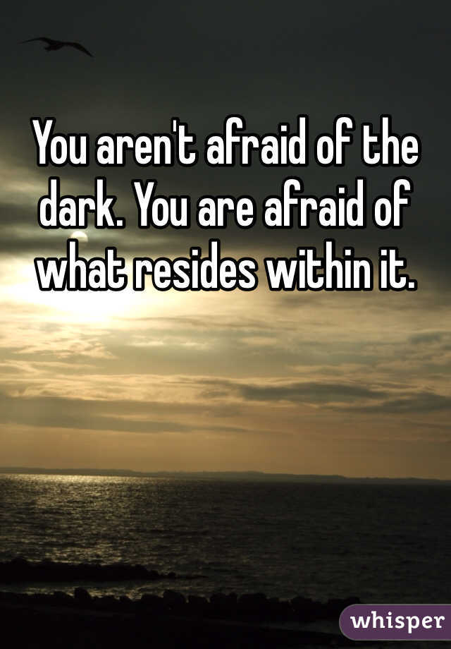 You aren't afraid of the dark. You are afraid of what resides within it. 