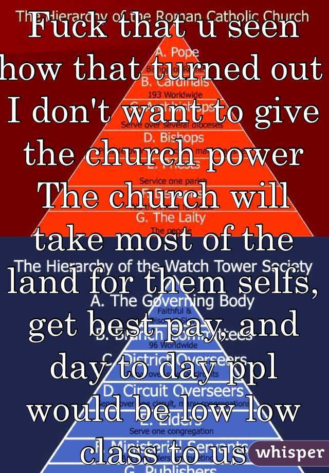 Fuck that u seen how that turned out I don't want to give the church power 
The church will take most of the land for them selfs, get best pay, and day to day ppl would be low low class to us
