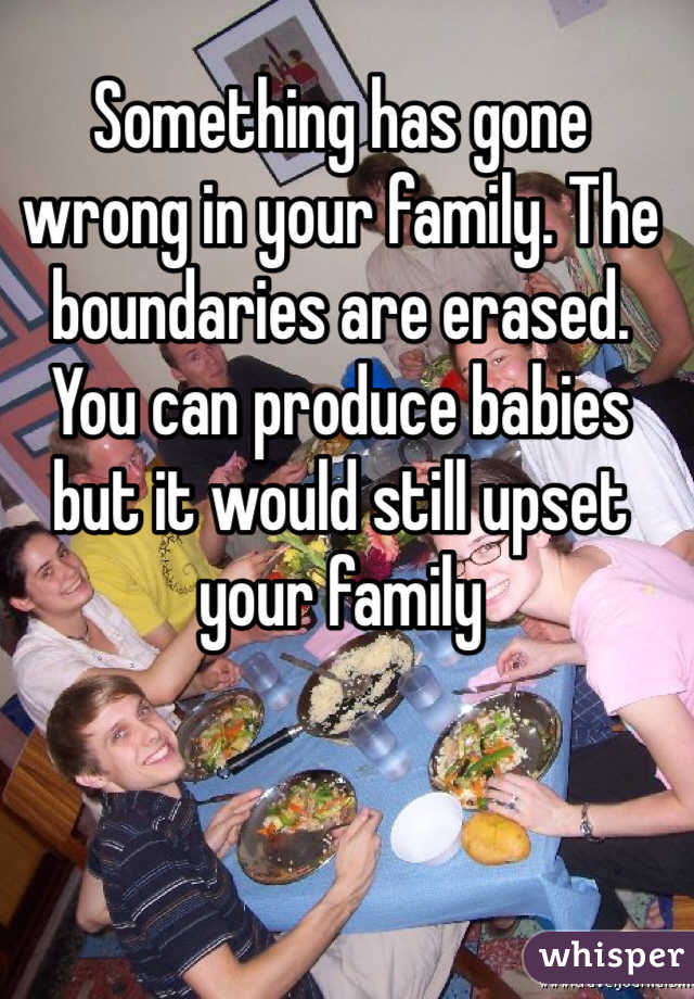 Something has gone wrong in your family. The boundaries are erased. You can produce babies but it would still upset your family