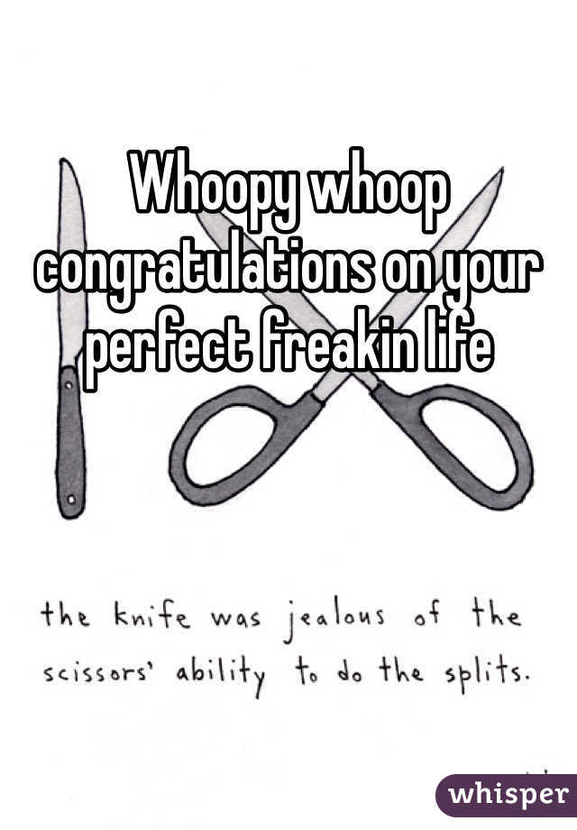 Whoopy whoop congratulations on your perfect freakin life 