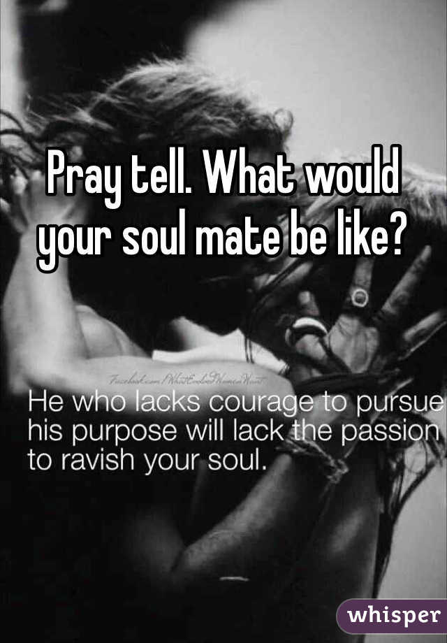 Pray tell. What would your soul mate be like? 