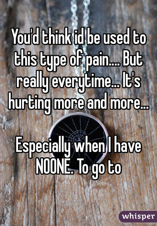 You'd think id be used to this type of pain.... But really everytime... It's hurting more and more...

Especially when I have NOONE. To go to 