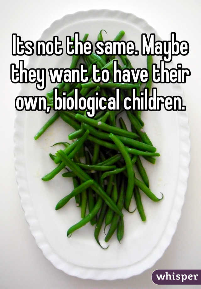 Its not the same. Maybe they want to have their own, biological children. 