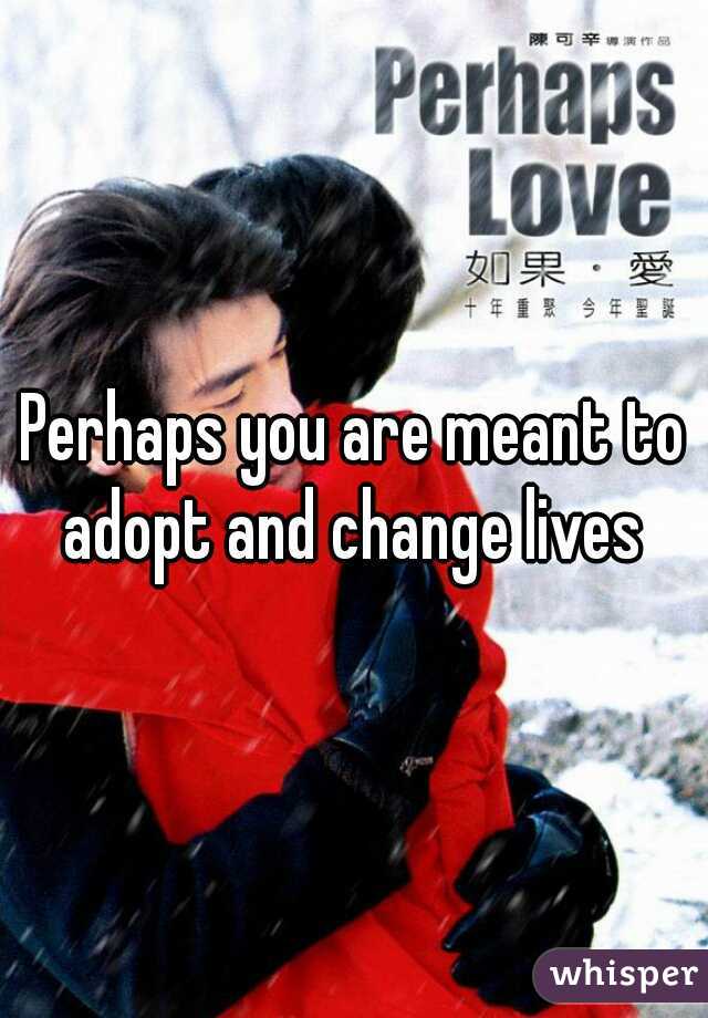 Perhaps you are meant to adopt and change lives 