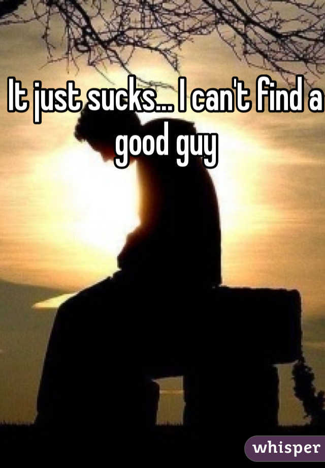 It just sucks... I can't find a good guy 
