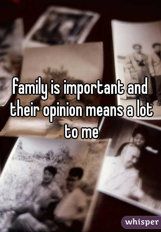 family is important and their opinion means a lot to me