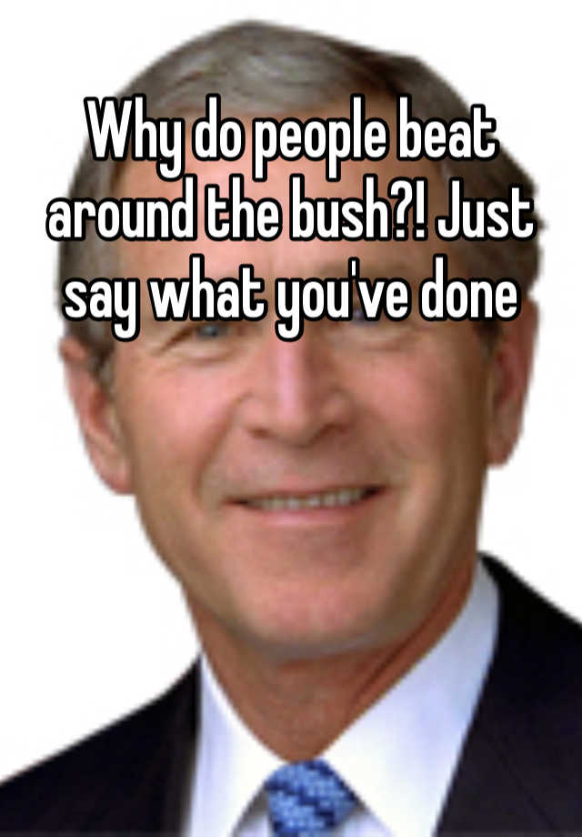 why-do-people-beat-around-the-bush-just-say-what-you-ve-done