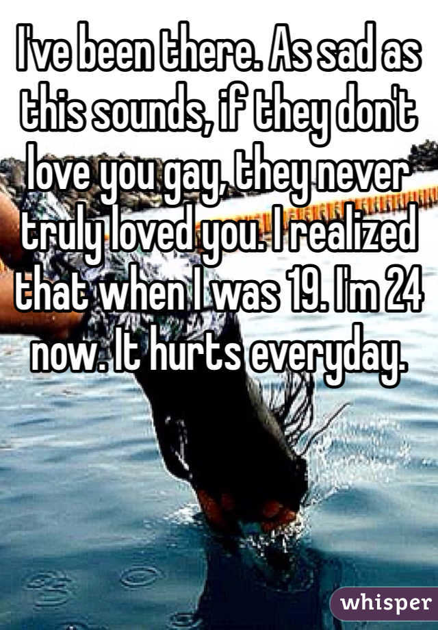 I've been there. As sad as this sounds, if they don't love you gay, they never truly loved you. I realized that when I was 19. I'm 24 now. It hurts everyday. 