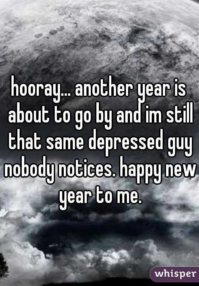 hooray... another year is about to go by and im still that same depressed guy nobody notices. happy new year to me.
