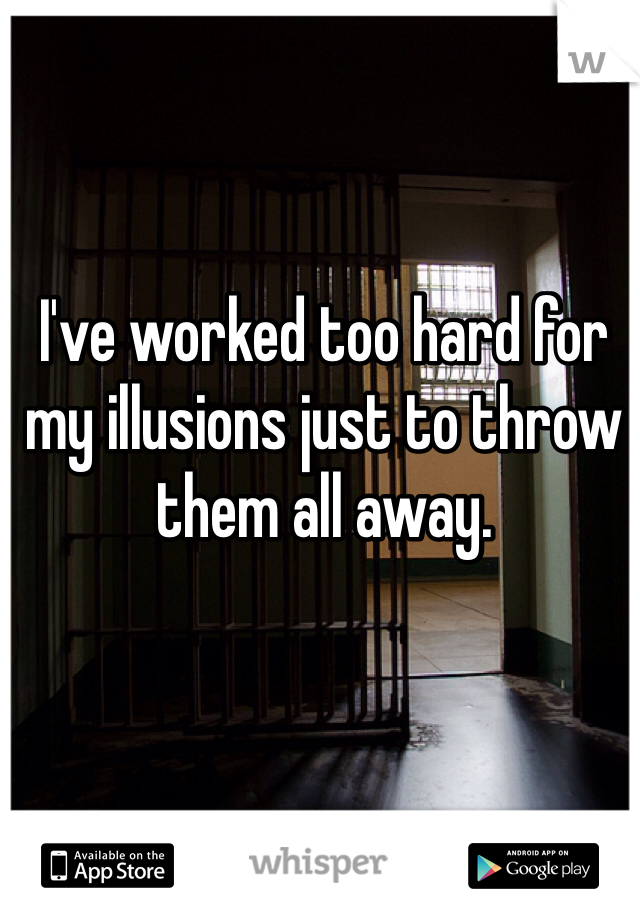 I've worked too hard for my illusions just to throw them all away.