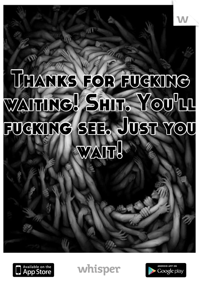 Thanks for fucking waiting! Shit. You'll fucking see. Just you wait!