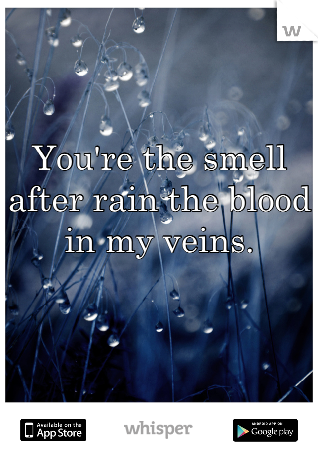 You're the smell after rain the blood in my veins.