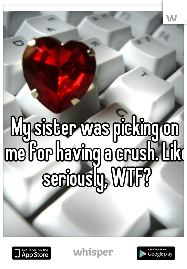 My sister was picking on me for having a crush. Like seriously, WTF?