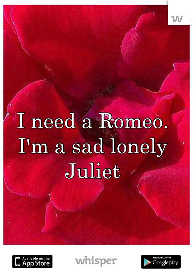 I need a Romeo. I'm a sad lonely Juliet