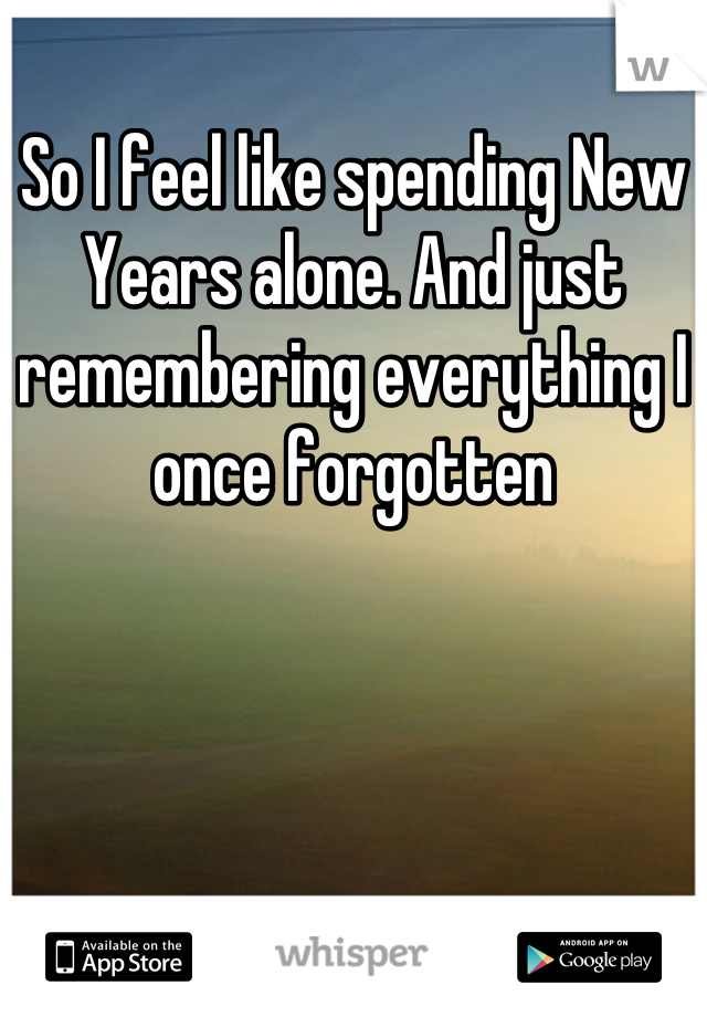 So I feel like spending New Years alone. And just remembering everything I once forgotten