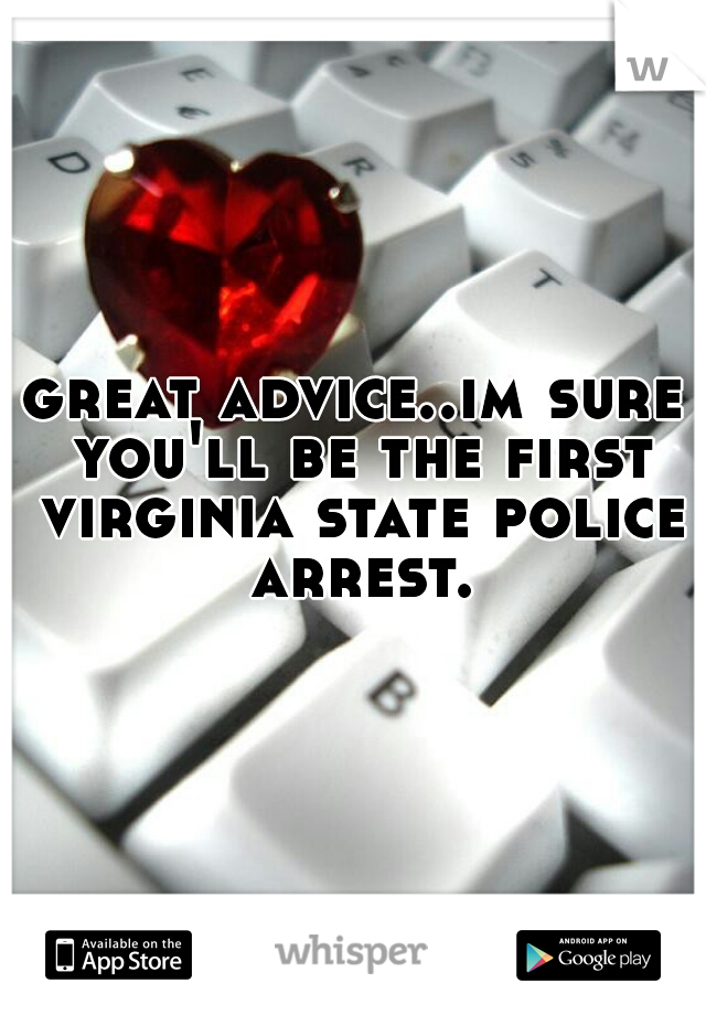 great advice..im sure you'll be the first virginia state police arrest.