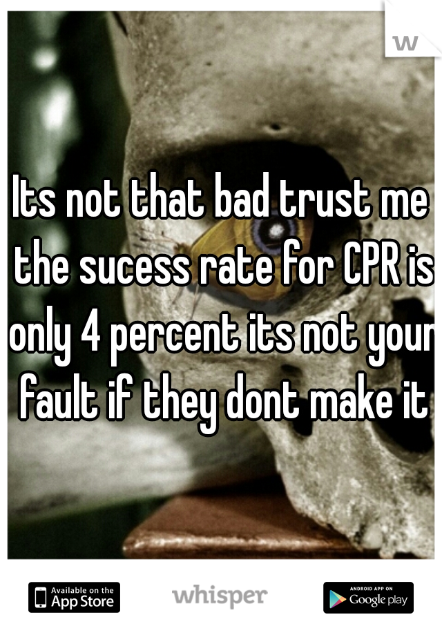 Its not that bad trust me the sucess rate for CPR is only 4 percent its not your fault if they dont make it