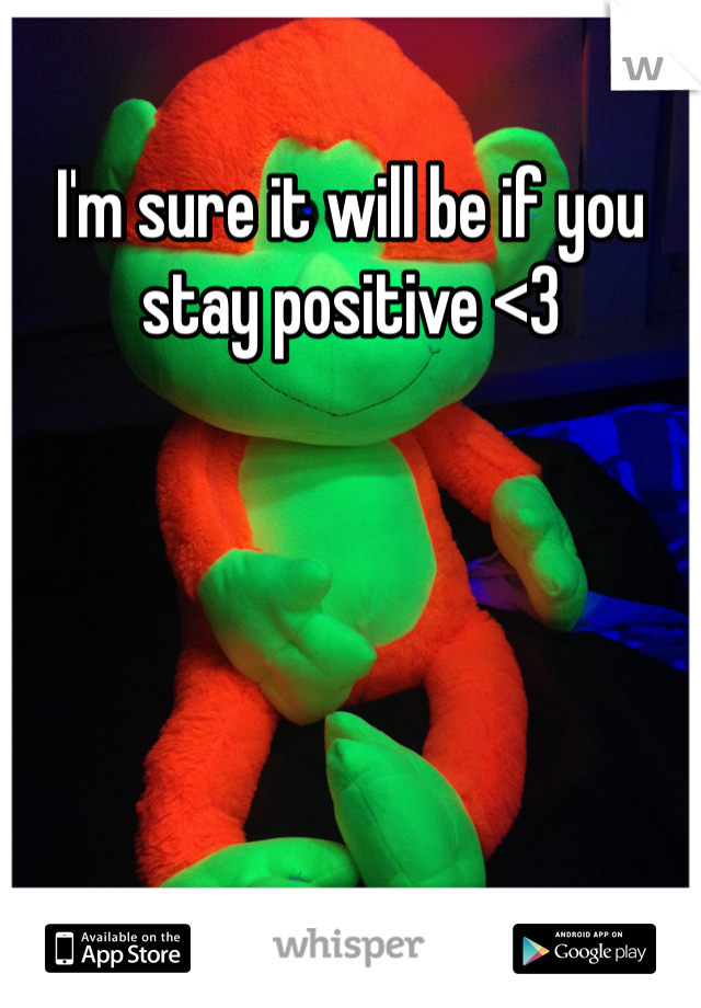 I'm sure it will be if you stay positive <3