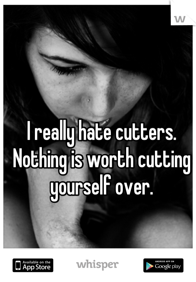 I really hate cutters. Nothing is worth cutting yourself over.