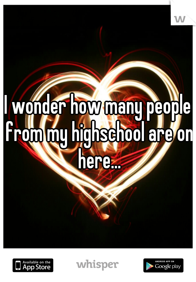 I wonder how many people from my highschool are on here...