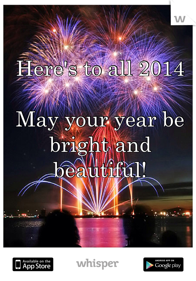Here's to all 2014

May your year be bright and beautiful!