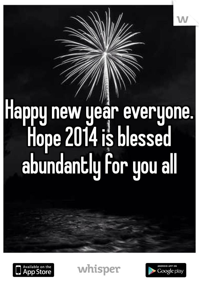 Happy new year everyone. Hope 2014 is blessed abundantly for you all 