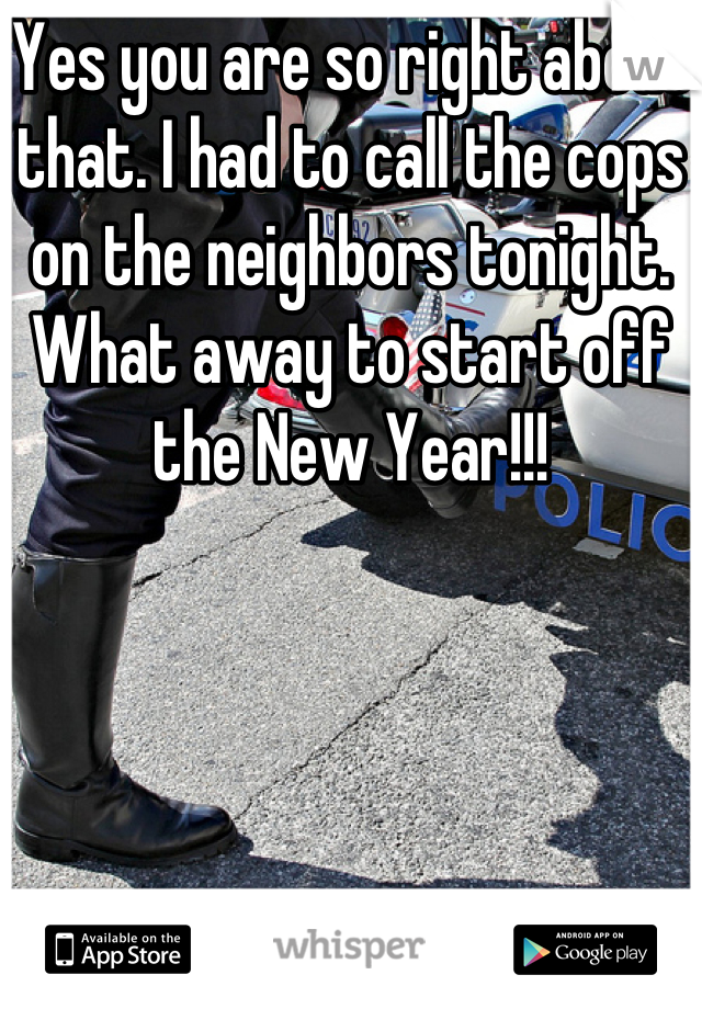 Yes you are so right about that. I had to call the cops on the neighbors tonight. What away to start off the New Year!!!