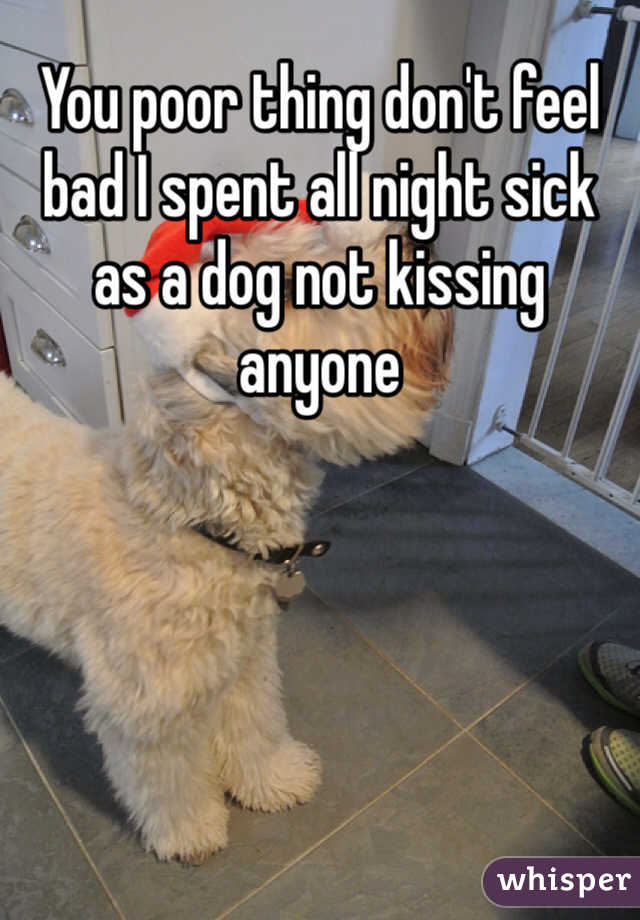 You poor thing don't feel bad I spent all night sick as a dog not kissing anyone