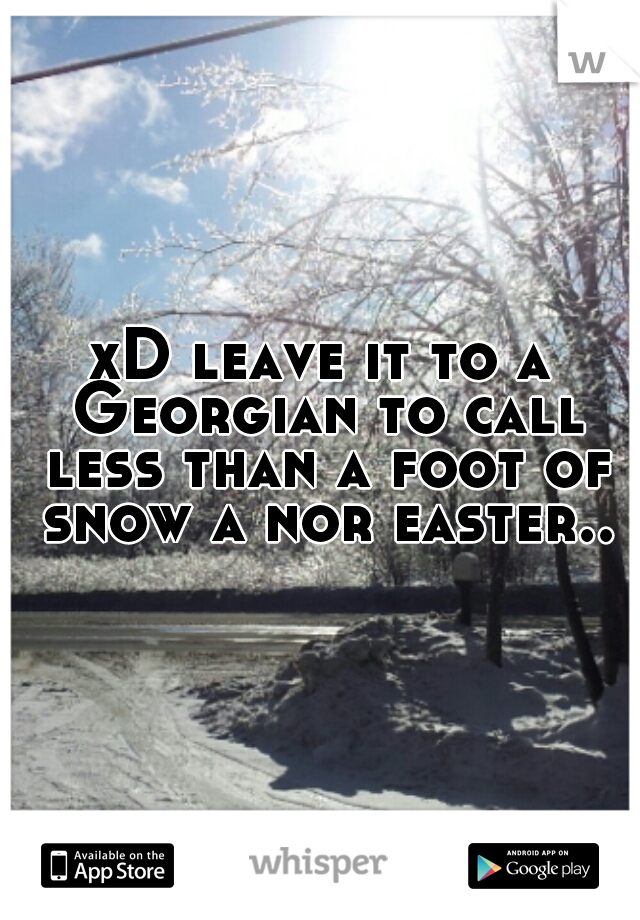 xD leave it to a Georgian to call less than a foot of snow a nor easter..