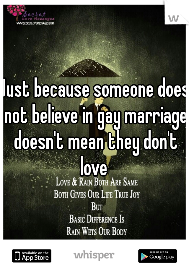 Just because someone does not believe in gay marriage doesn't mean they don't love 