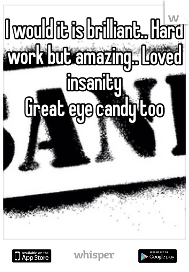 I would it is brilliant.. Hard work but amazing.. Loved insanity
Great eye candy too 
