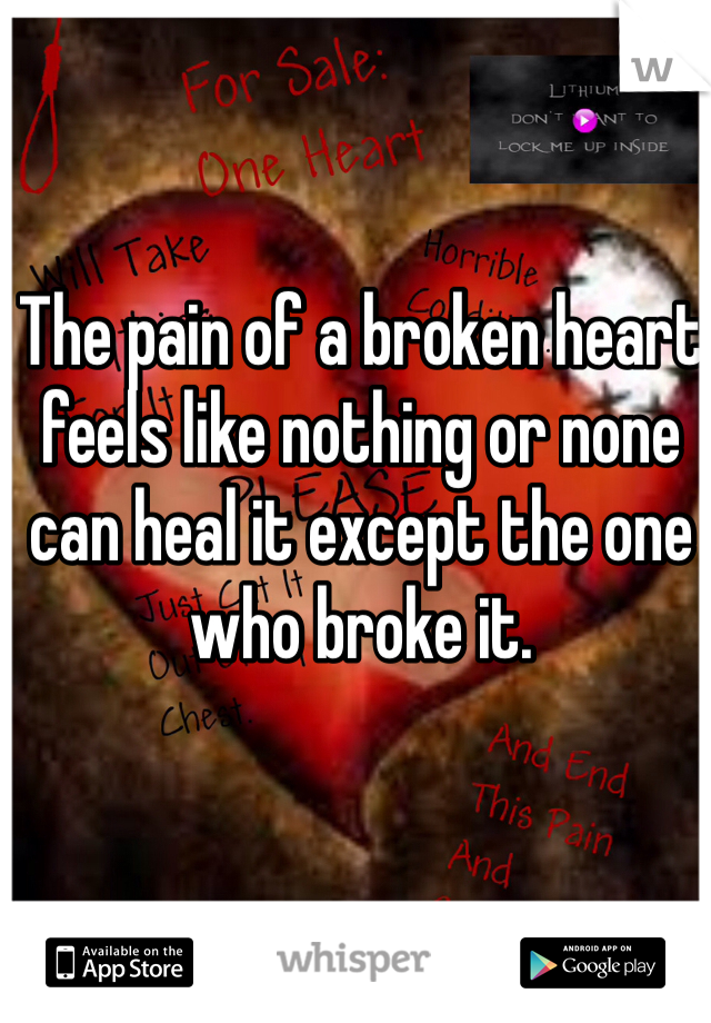 The pain of a broken heart feels like nothing or none can heal it except the one who broke it. 