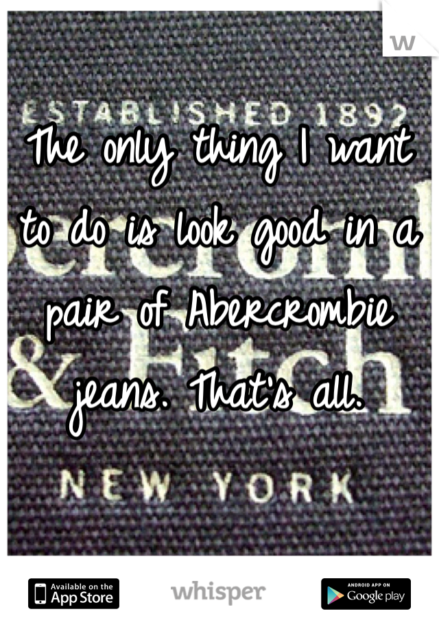 The only thing I want to do is look good in a pair of Abercrombie jeans. That's all. 