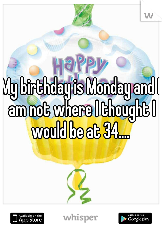 My birthday is Monday and I am not where I thought I would be at 34.... 