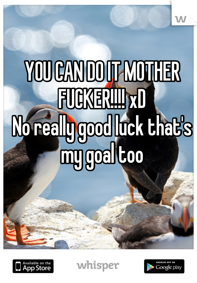 YOU CAN DO IT MOTHER FUCKER!!!! xD
No really good luck that's my goal too