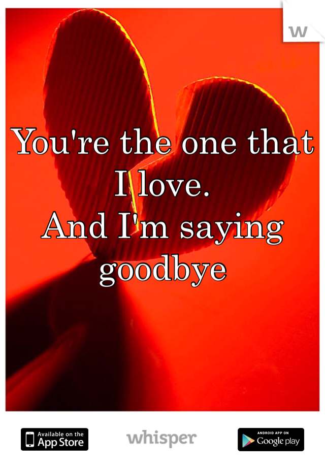 You're the one that I love. 
And I'm saying goodbye 