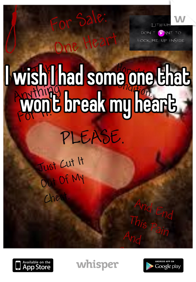 I wish I had some one that won't break my heart