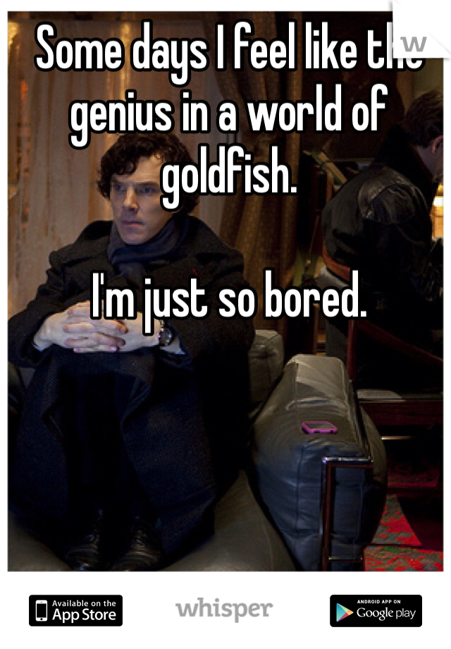 Some days I feel like the genius in a world of goldfish.

I'm just so bored.