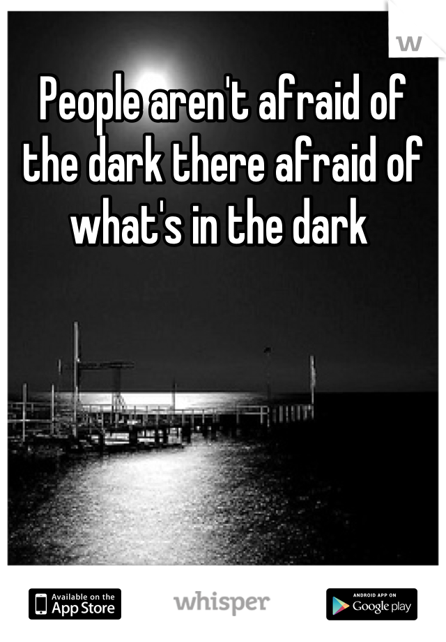 People aren't afraid of the dark there afraid of what's in the dark 