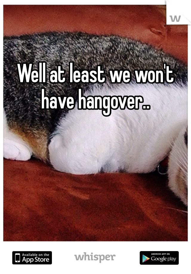 Well at least we won't have hangover..