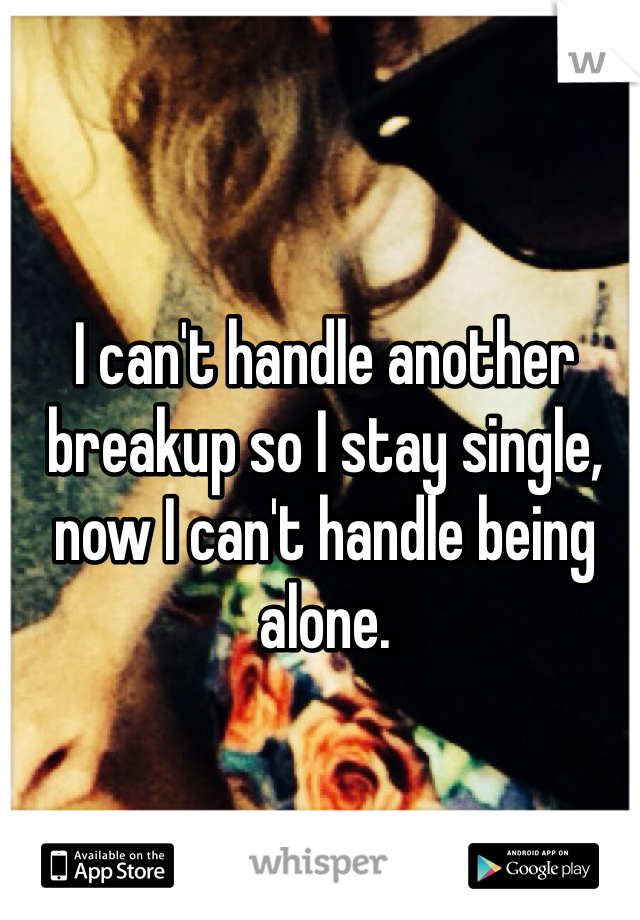 I can't handle another breakup so I stay single, now I can't handle being alone.