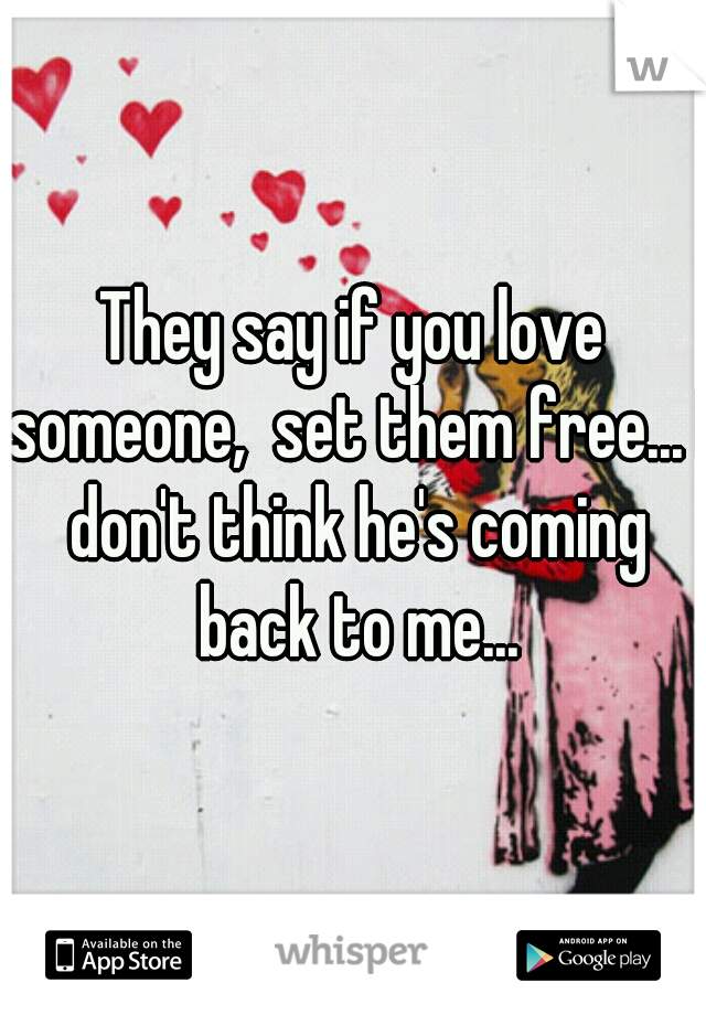 They say if you love someone,  set them free... I don't think he's coming back to me...