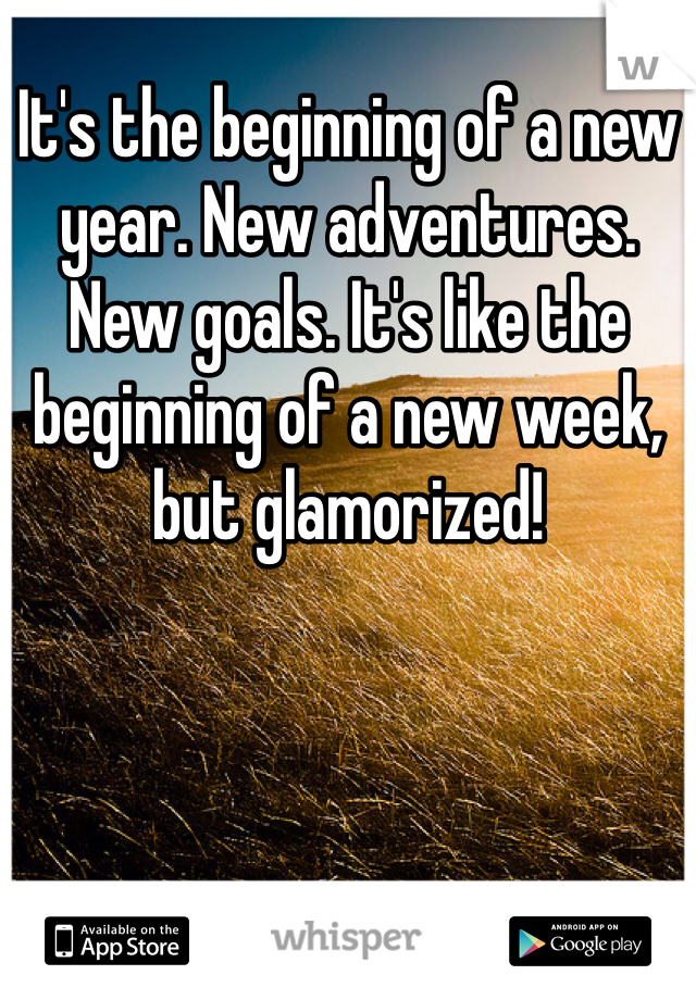 It's the beginning of a new year. New adventures. New goals. It's like the beginning of a new week, but glamorized!