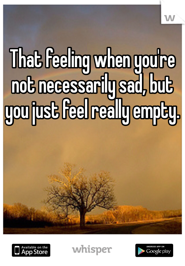 That feeling when you're not necessarily sad, but you just feel really empty. 