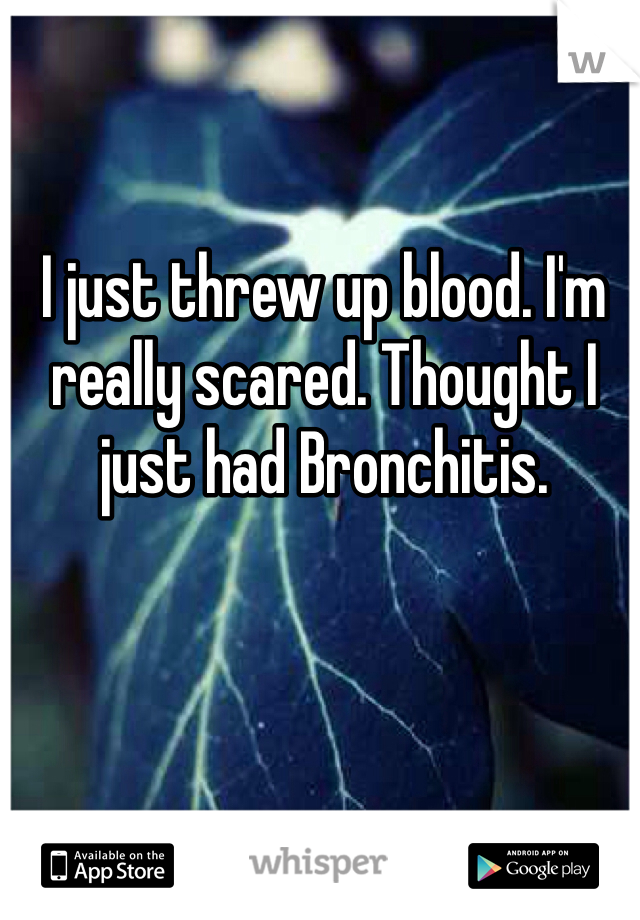 I just threw up blood. I'm really scared. Thought I just had Bronchitis. 