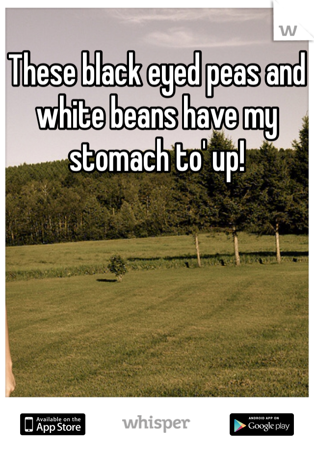 These black eyed peas and white beans have my stomach to' up!